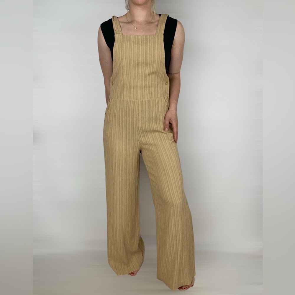 THE RANGE Woven Ripple Overalls in‎ Tanlines
